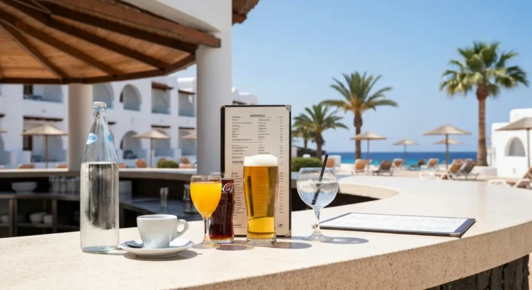 Napoje bezalkoholowe, kawa, piwo i koktajl na barze hotelu all inclusive