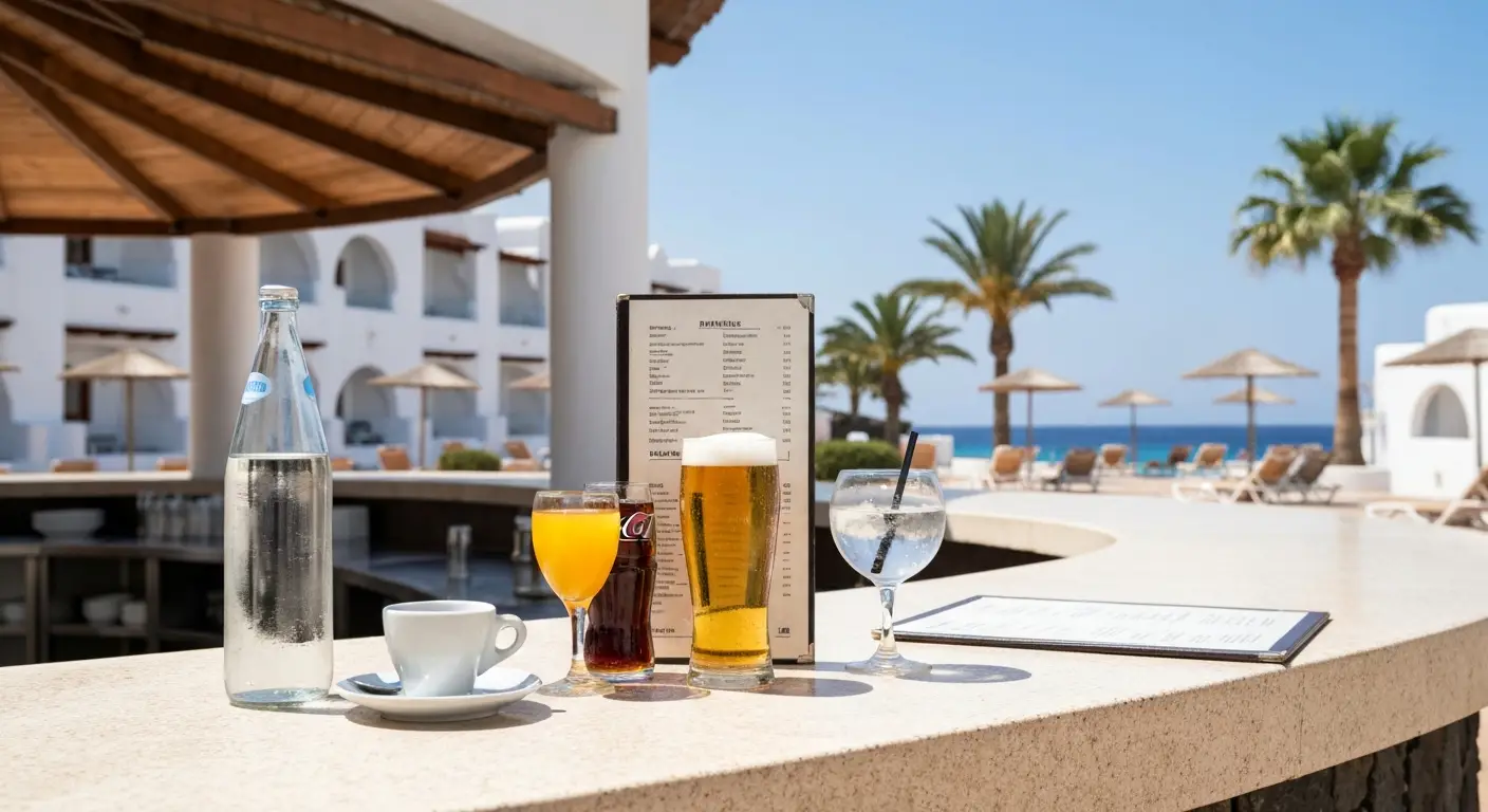 Napoje bezalkoholowe, kawa, piwo i koktajl na barze hotelu all inclusive