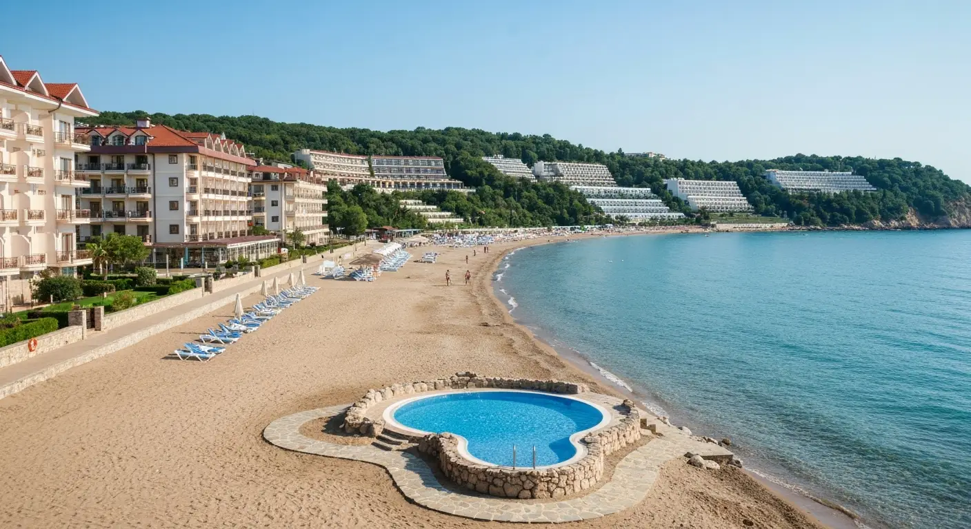 Szeroka plaża i hotele all inclusive nad bułgarskim Morzem Czarnym