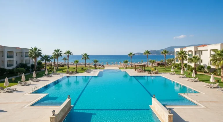 Luksusowy resort all inclusive w Belek z basenem, palmami i plażą nad Morzem Śródziemnym